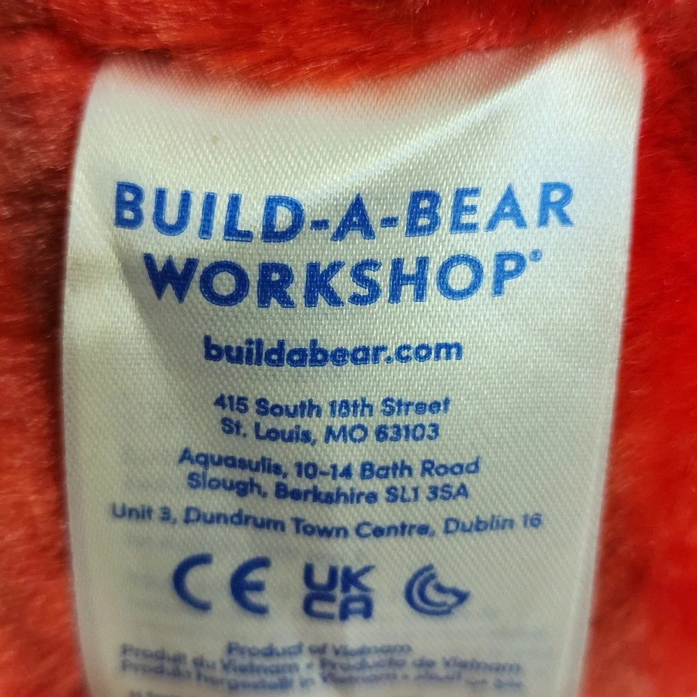 Build-A-Bear Workshop Red Striped T-Rex Dinosaur Plush Green Eyes‎ BAB 14